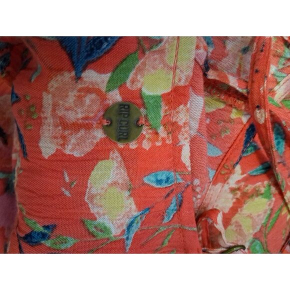 Rip Curl Long Maxi Floral Dress Spaghetti Strap Orange Yellow Pink Small NWT - Picture 7 of 7